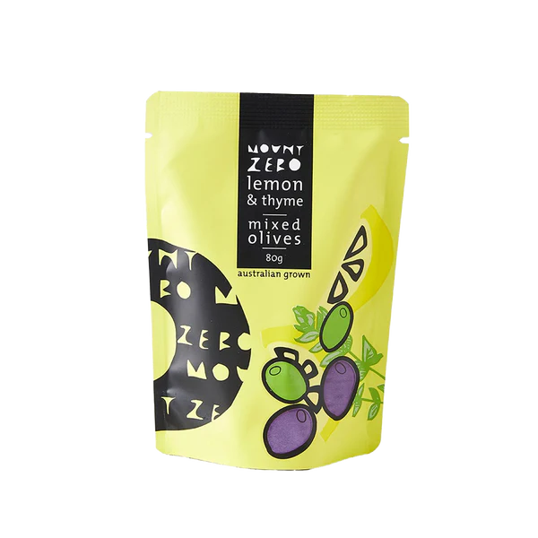Mount Zero lemon & thyme marinated mixed olives pouch