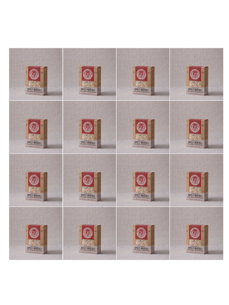 Spelt Muesli (Pecan Cacao & Toasted Coconut) 500g Carton of 12
